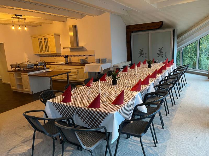 Festively laid table in the function room